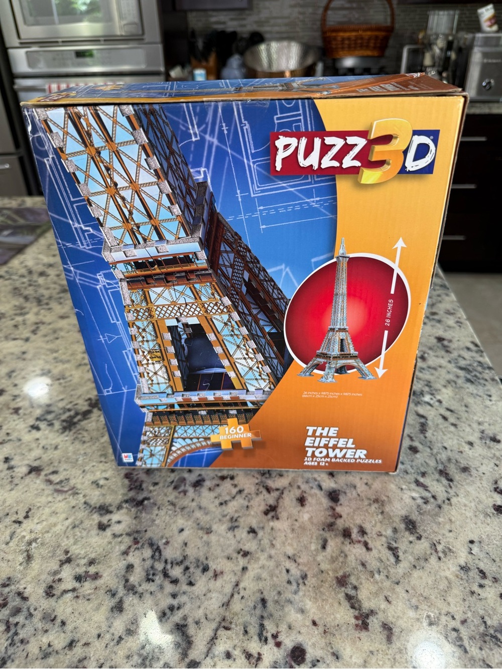 The Eiffel Tower 3D Puzzle - Orange and Blue